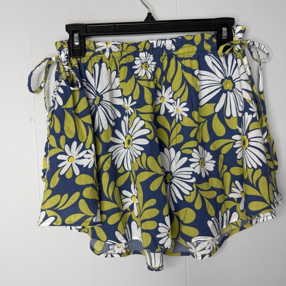 Aerie Skirt Womens Small Blue Green Floral Mini Skirt Lined Elastic Waist Boho